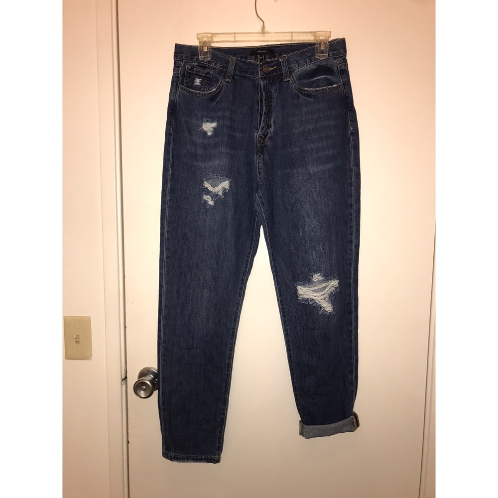 High waisted straight legged jeans